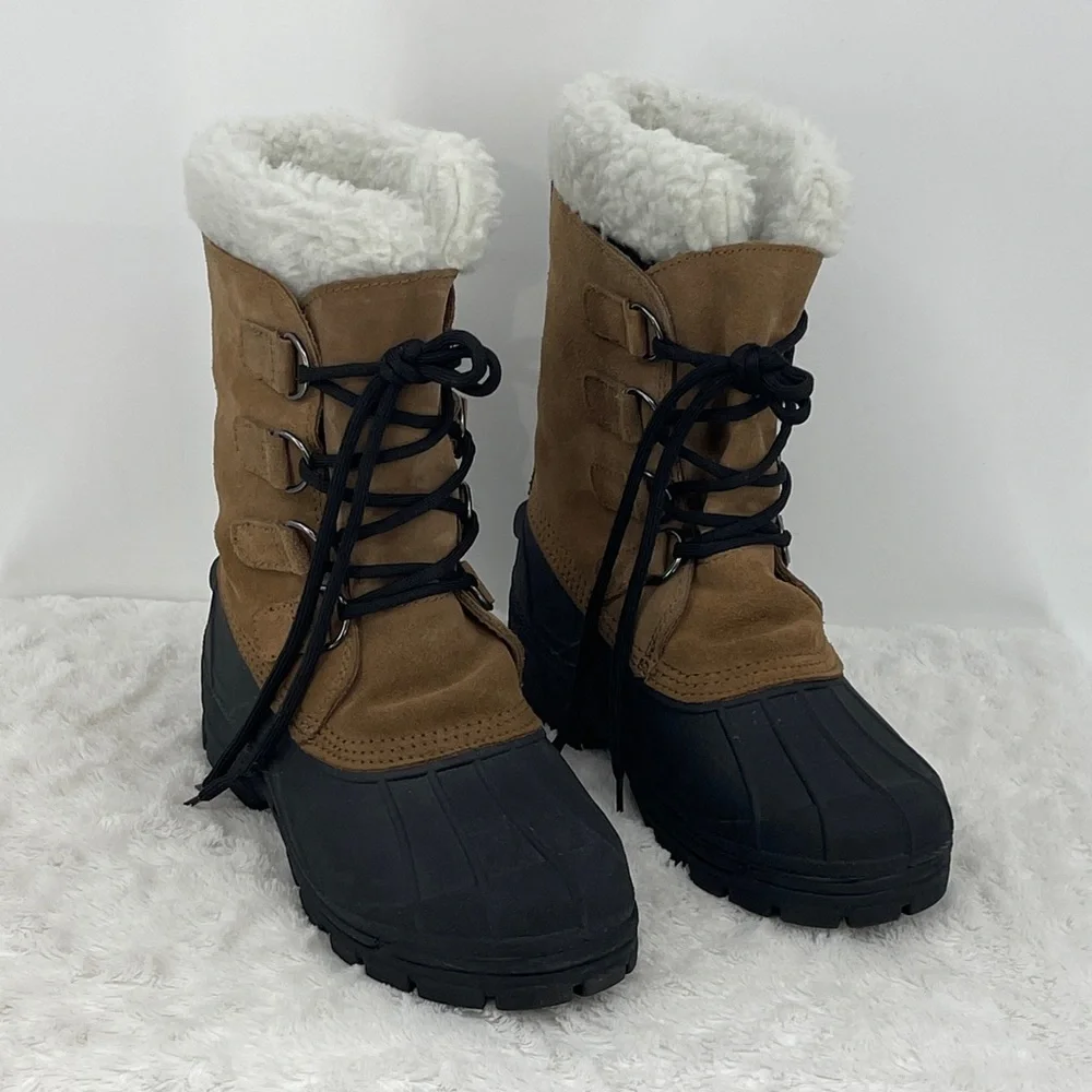 BASS LEATHER DUCK MENS  Brown and Black Winter Boots SIZE 7